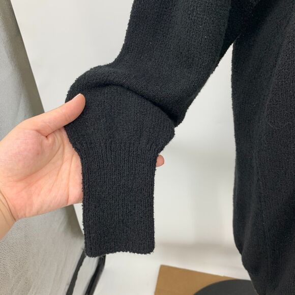 Zara Sweater Dress Women S Small Black V Neck Acrylic Nylon Blend Knit Oversized - Picture 5 of 16